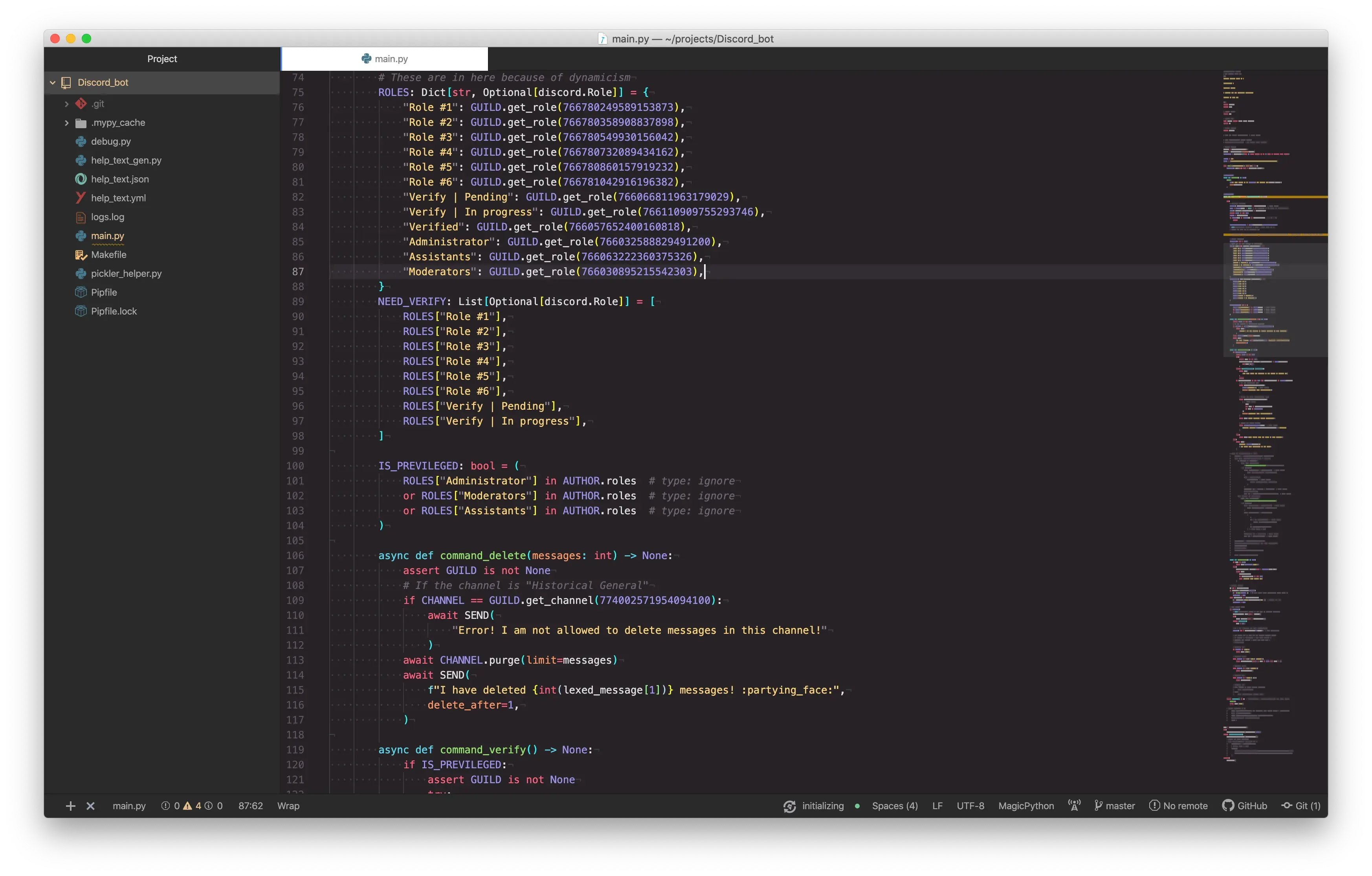 Editing python script using Atom