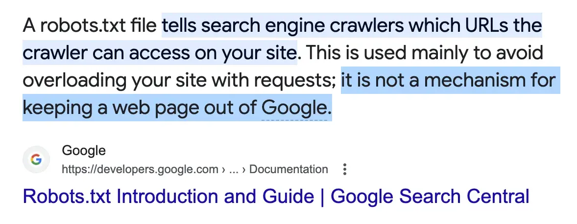 Google doesn't follow robots.txt