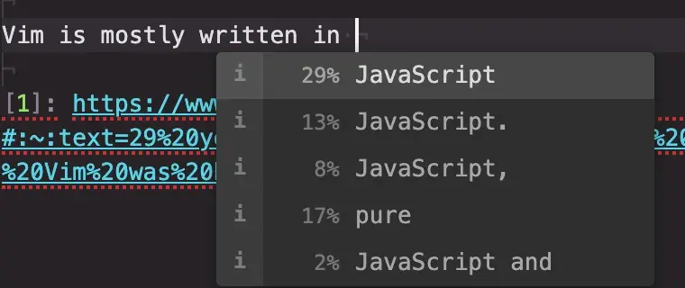 Wonder why my autocomplete thinks Vim is written in JavaScript.